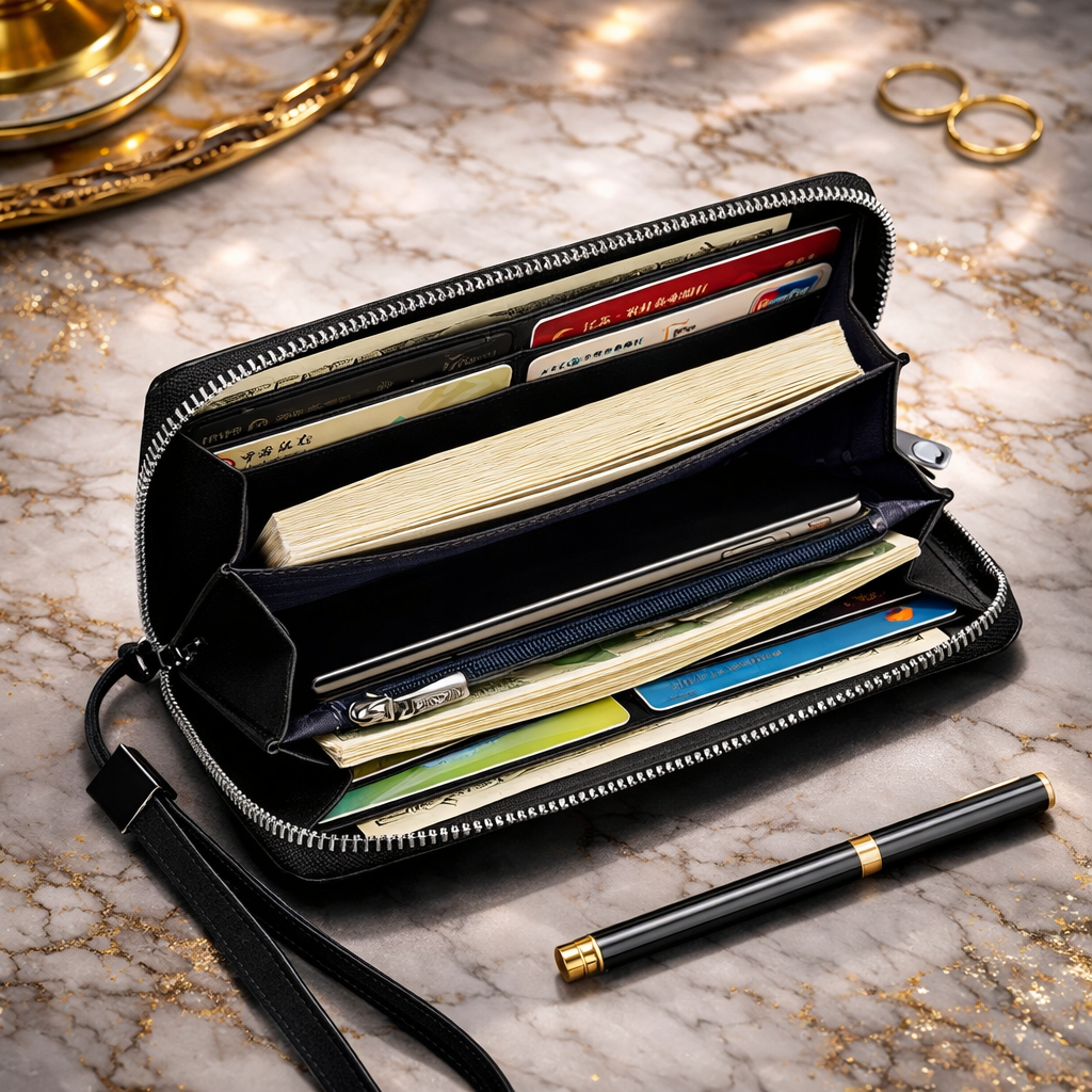 Premium Baellerry Men's PU Leather Zipper Wallet - Durable and Stylish