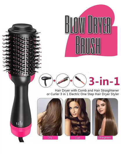 3‑in‑1 Hair Dryer Brush | One‑Step Volumizer and Styler | Dry, Straighten and Curl | Professional Hot Air Brush