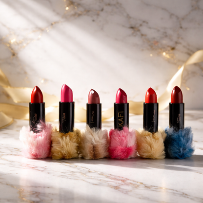 High Pigmented Fur Style Fluffy Lipstick Set 6 Pcs Creamy Multicolor Lipsticks