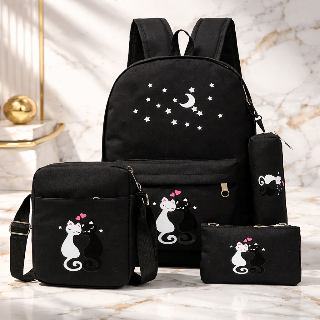 Premium 4-Piece School Bag Set for Girls and Boys