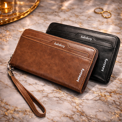 Premium Baellerry Men's PU Leather Zipper Wallet - Durable and Stylish
