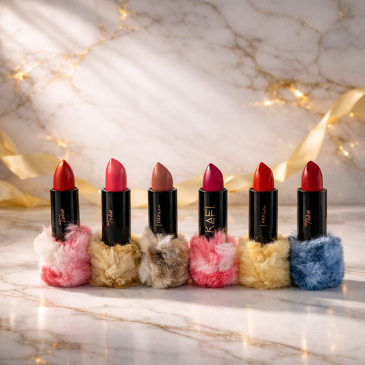 High Pigmented Fur Style Fluffy Lipstick Set 6 Pcs Creamy Multicolor Lipsticks