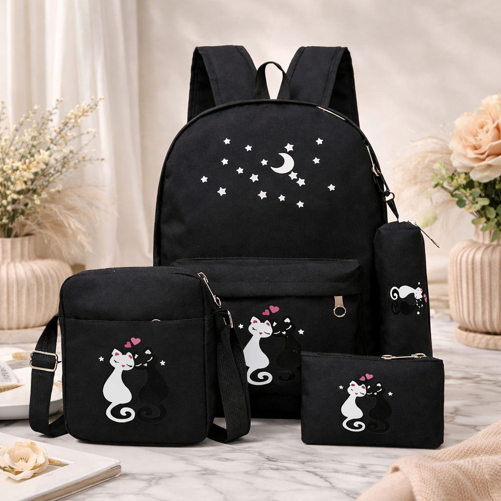 Premium 4-Piece School Bag Set for Girls and Boys